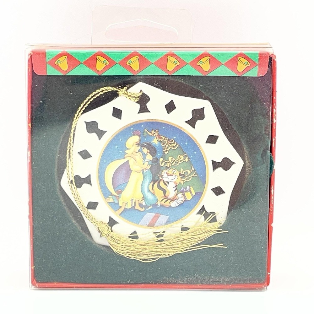 Vintage 1994 Disney Store It's A Small World Aladdin Ornament Porcelain Tassel